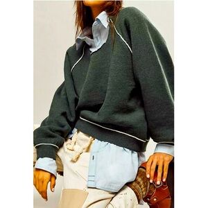 Free People We The Free Green Midnight Reversible Pullover Sweater Sz XL NEW